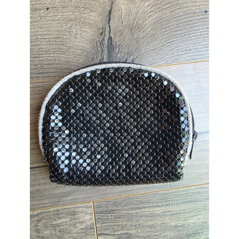 Black Metal Mesh Coin Purse Zippered‎ Small Chainmail Wallet Pouch